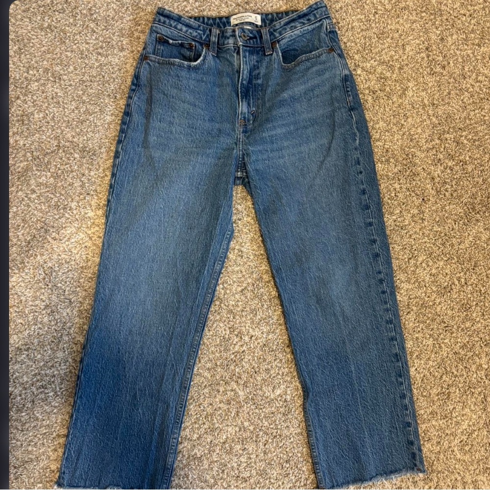 Abercrombie & Fitch Straight-Leg Mid Blue Jeans